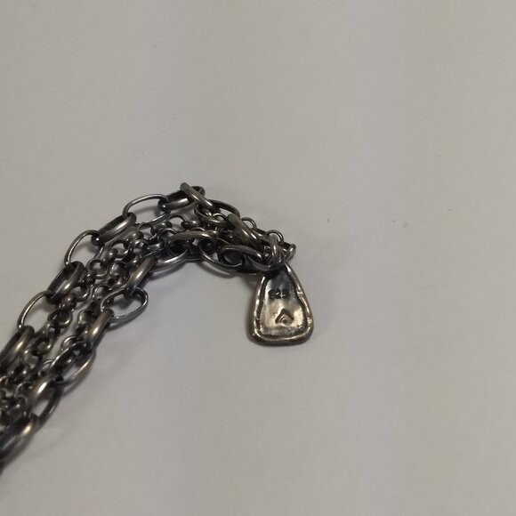 Clear Bead Coin Pearl Long Line Statement Necklace Marked 925 Art Teacher Boho - Picture 6 of 7